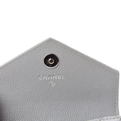 Chanel Caviar Chevron Quilted Card Holder Flap Wallet Grey 7 of 9