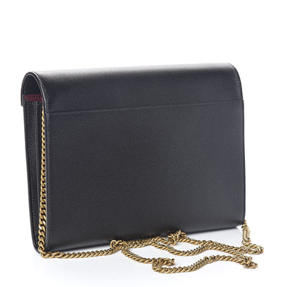 Saint Laurent Grain De Poudre Monogram Cassandra Chain Wallet Black Rouge Legion 3 of 10