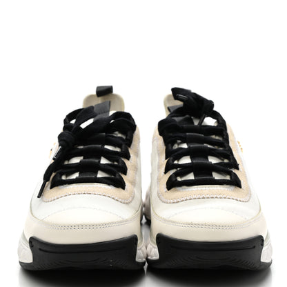 Chanel Velvet Calfskin Mixed Fibers CC Sneakers 40 Ivory Black 2 of 9