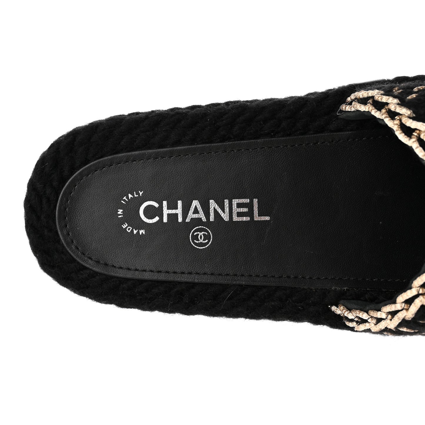 Braided Knit CC Mules 39 Black Gold