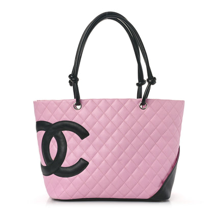 Chanel Calfskin Quilted Large Cambon Tote Pink Black 1 of 9