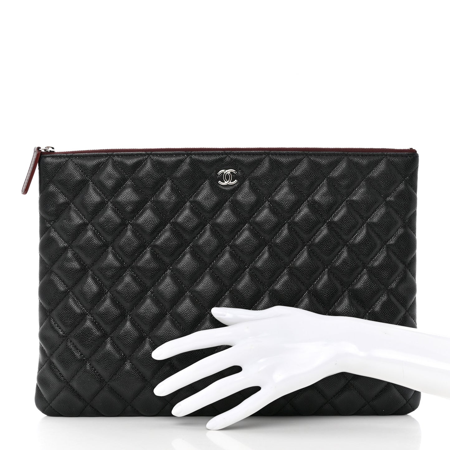 Caviar Quilted Large Cosmetic Case Black