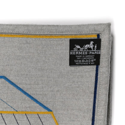 Hermes Cashmere Les Cavaliers Blanket Ocre Bleu 3 of 3