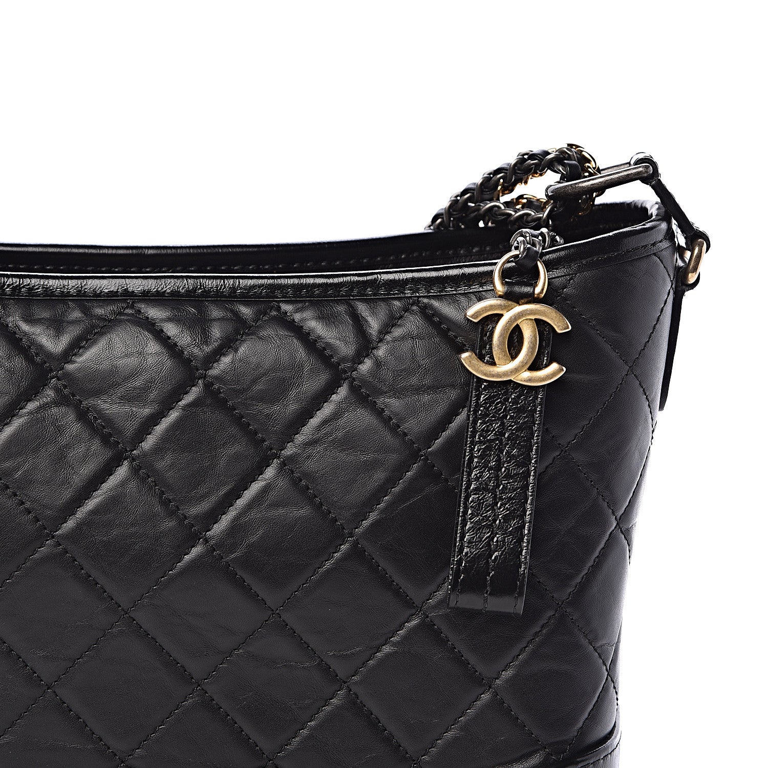 Chanel Aged Calfskin Quilted Medium Gabrielle Hobo Black 10 of 11