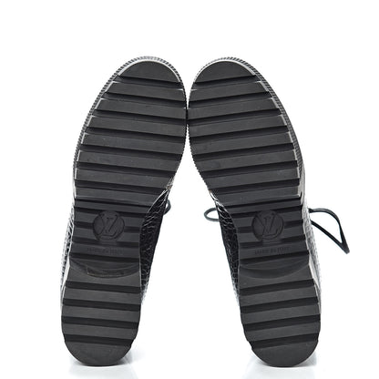Louis Vuitton Suede Calfskin Monogram Laureate Platform Desert Boots 37 Black 7 of 9