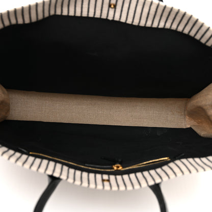 Saint Laurent Embroidered Cotton Linen Rive Gauche Noe Tote Natural Black 4 of 9