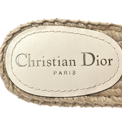 Christian Dior Canvas Embroidered Granville Espadrille Flat Slide Sandals 35.5 Ivory 8 of 8