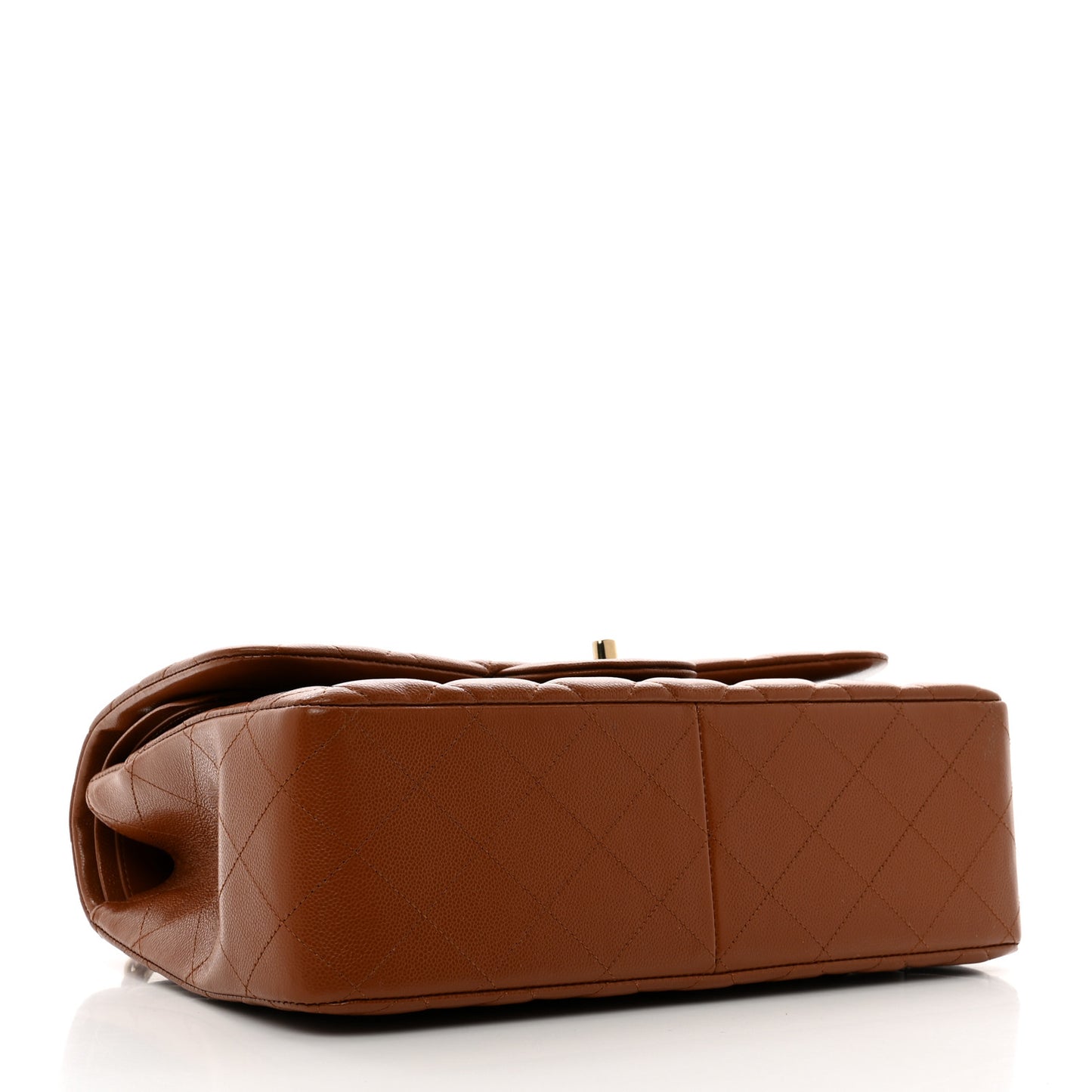 Caviar Quilted Jumbo Double Flap Light Brown