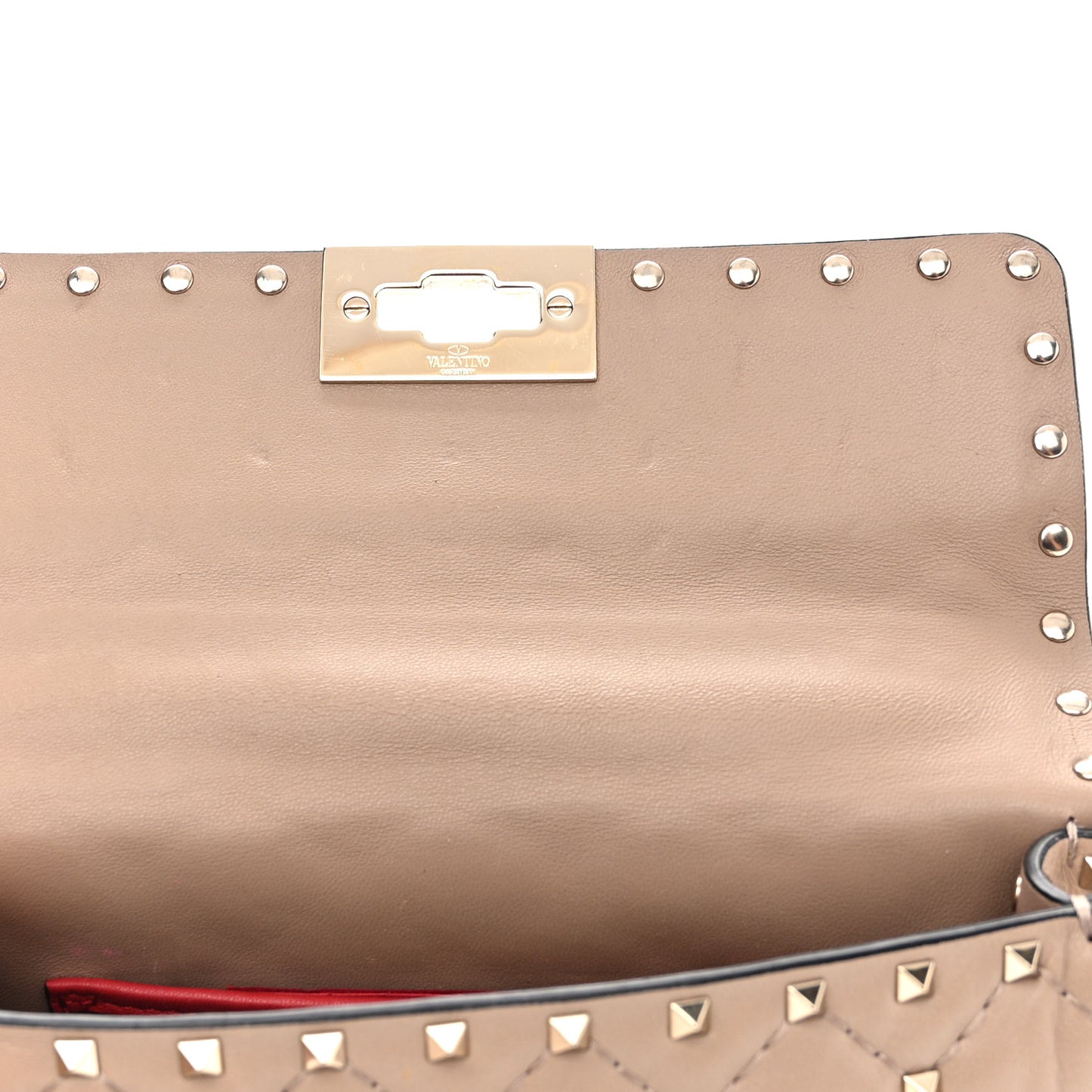 Nappa Small Rockstud Spike Shoulder Bag Poudre