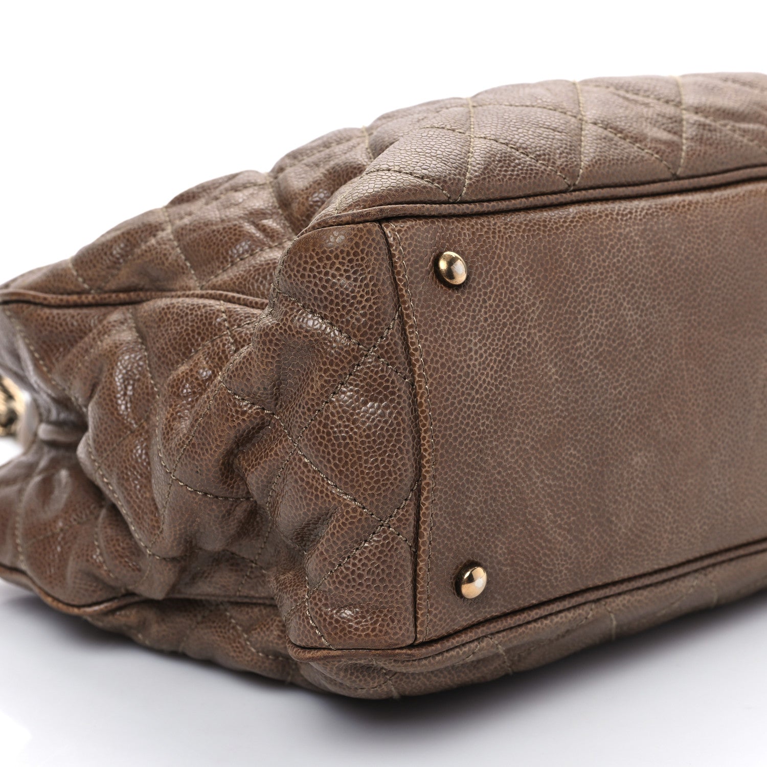 Chanel Glazed Caviar Quilted Small Shiva Tote Brown 8 of 9