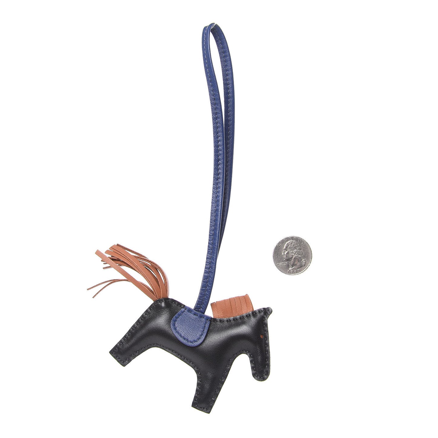 Milo Lambskin Grigri Rodeo Horse Bag Charm PM Black Bleu Saphir Gold