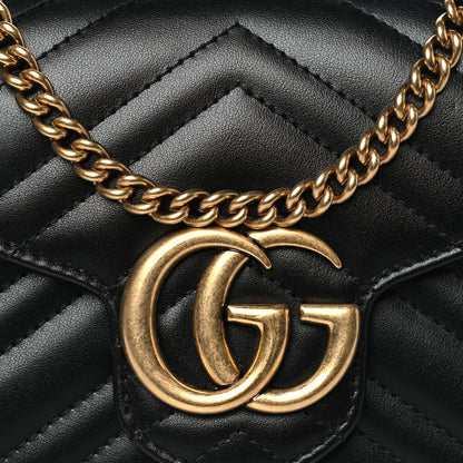 Gucci Calfskin Matelasse GG Marmont Chain Wallet Black 9 of 11
