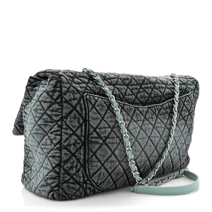 Chanel Denim Quilted Denimpression XXL Flap Blue Black 3 of 13