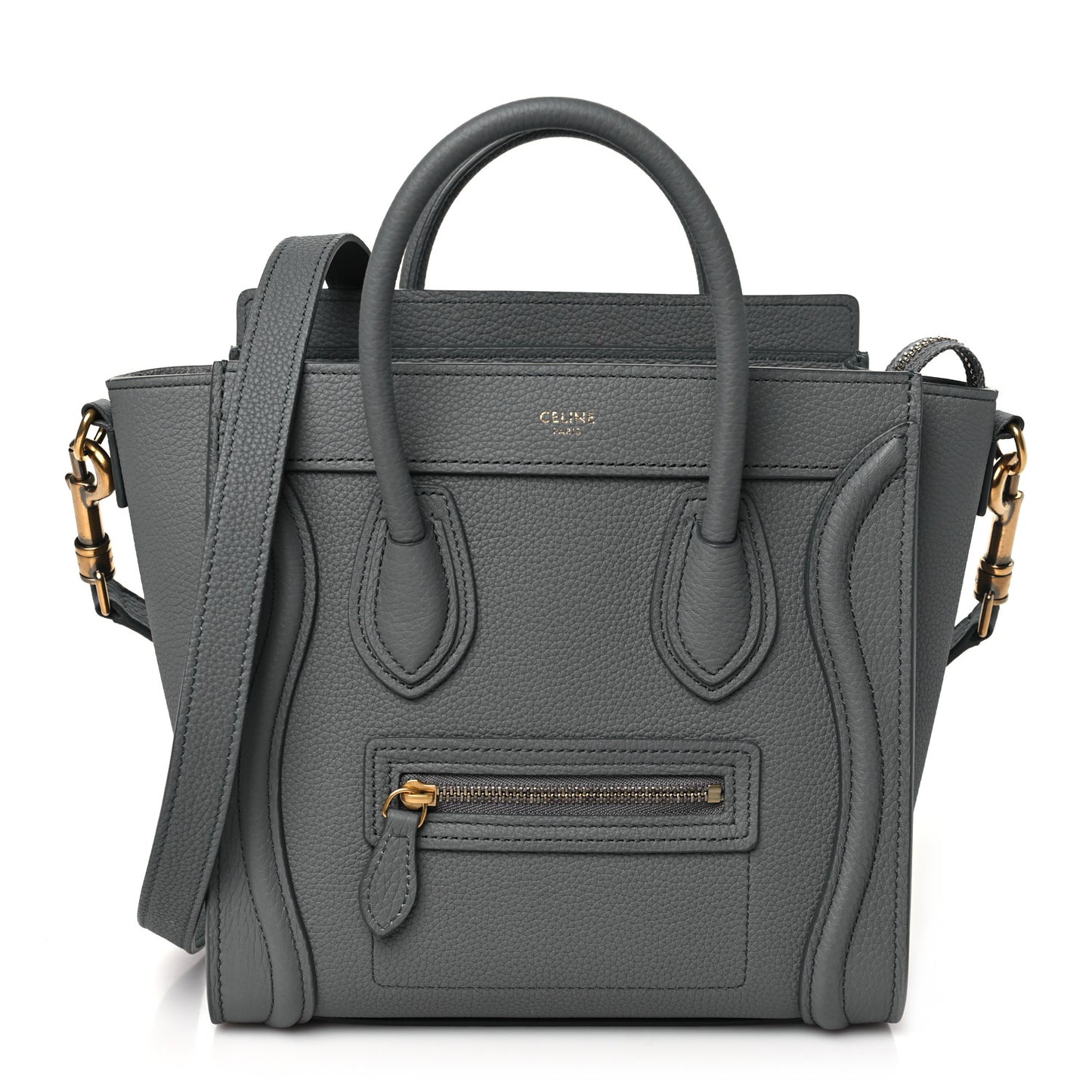 Drummed Calfskin Nano Luggage Kohl