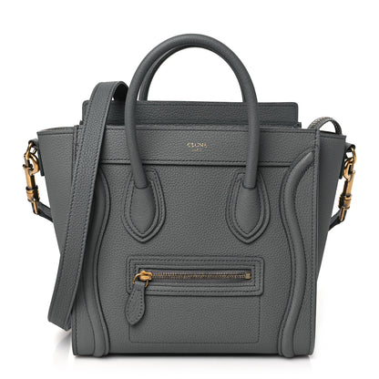 Celine Drummed Calfskin Nano Luggage Kohl 1 of 11
