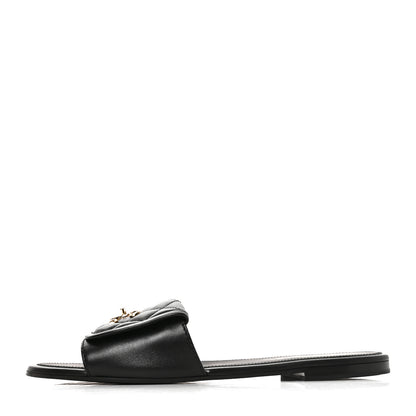 Chanel Lambskin Quilted Turnlock Flat Mules 41 Black 1 of 8