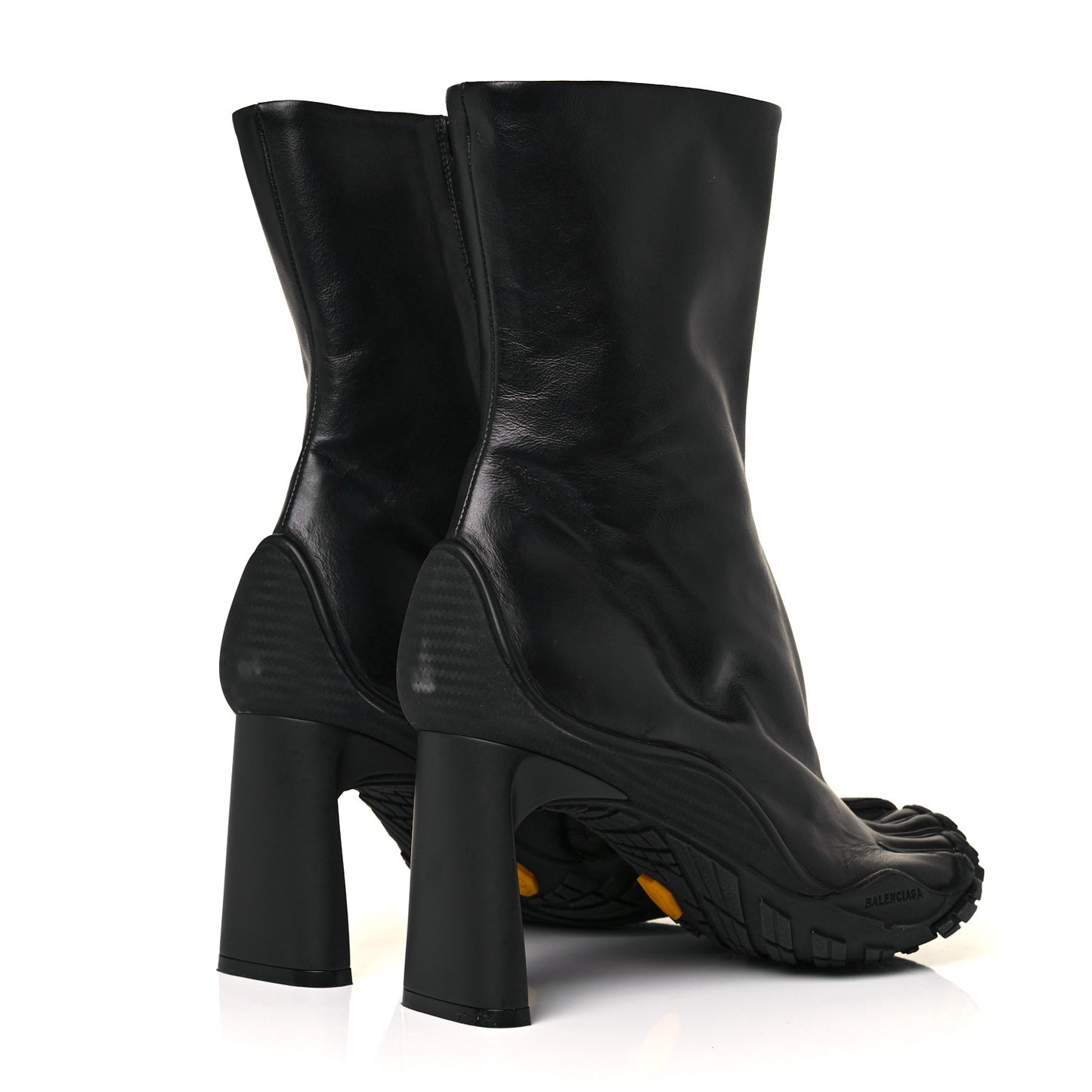 X VIBRAM Calfskin 80mm Toe Booties 39 Black
