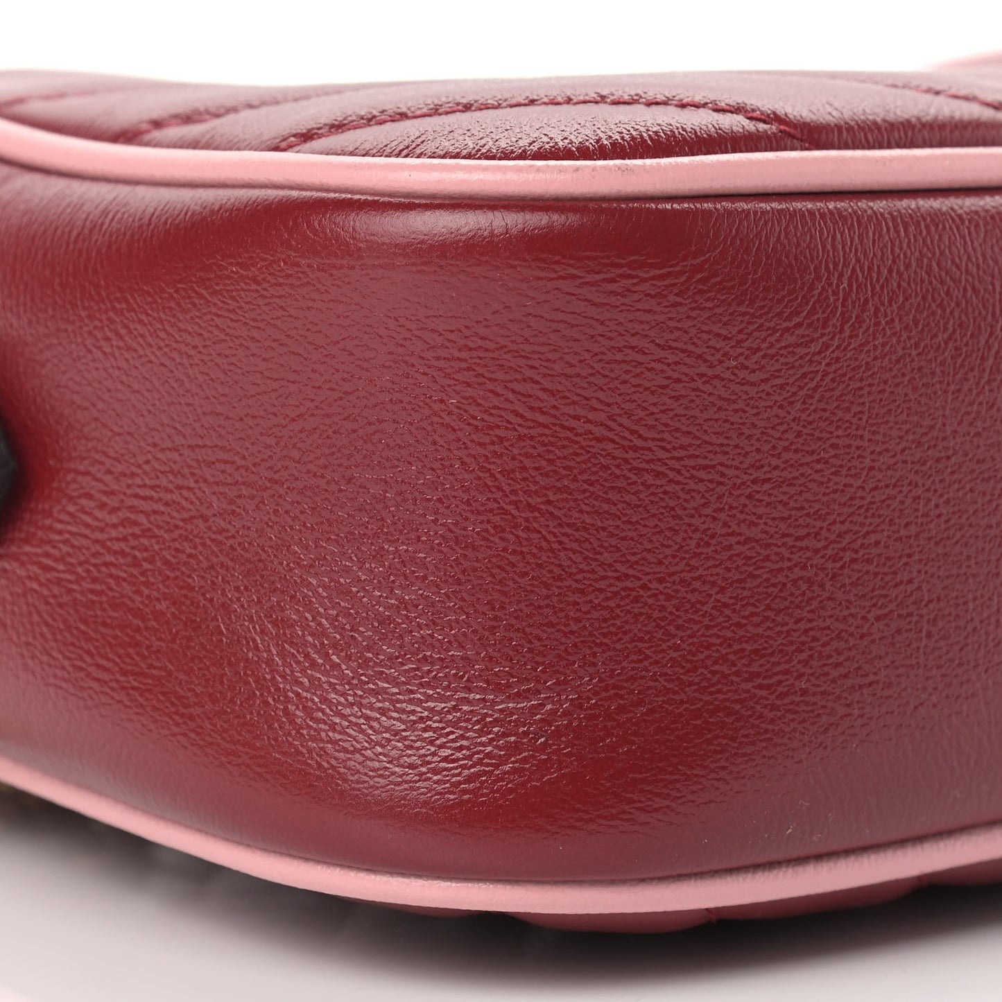 Azalea Calfskin Enamel Matelasse Diagonal Small Torchon GG Marmont Chain Shoulder Bag New Cherry Red Wild Rose