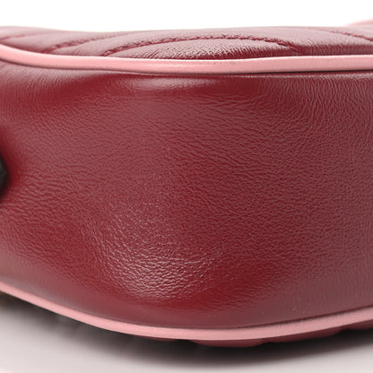 Gucci Azalea Calfskin Enamel Matelasse Diagonal Small Torchon GG Marmont Chain Shoulder Bag New Cherry Red Wild Rose 7 of 9