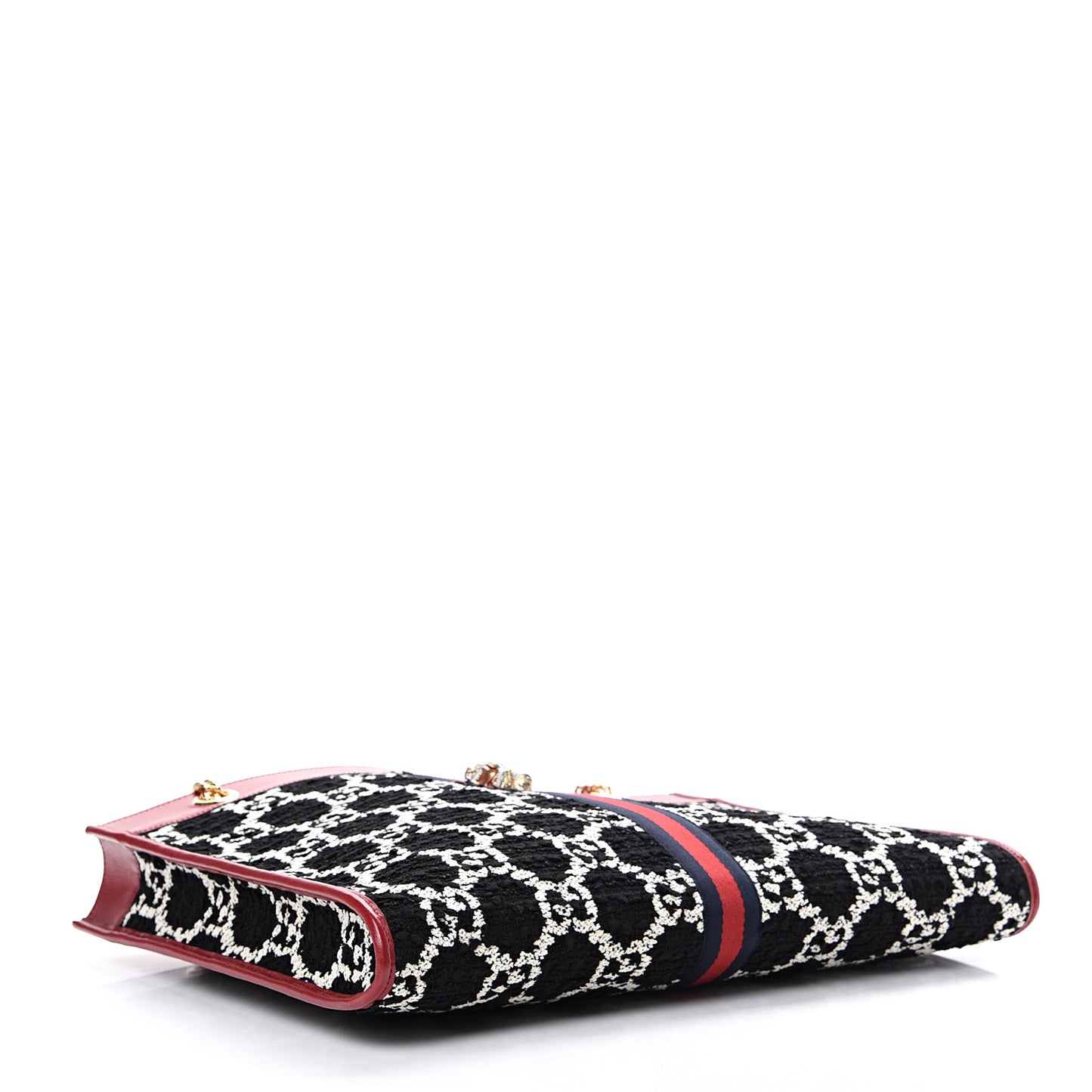 Tweed GG Monogram Large Rajah Chain Tote Romantic Cherry Black White