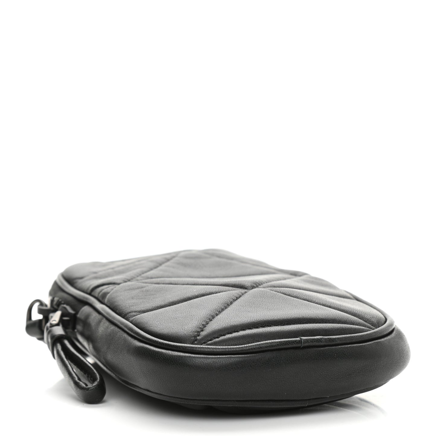 Nappa Triangle Stitched Spectrum Double Zip Phone Case Crossbody Bag Black