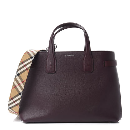Burberry Derby Calfskin House Check Medium Banner Tote Burgundy 1 of 15
