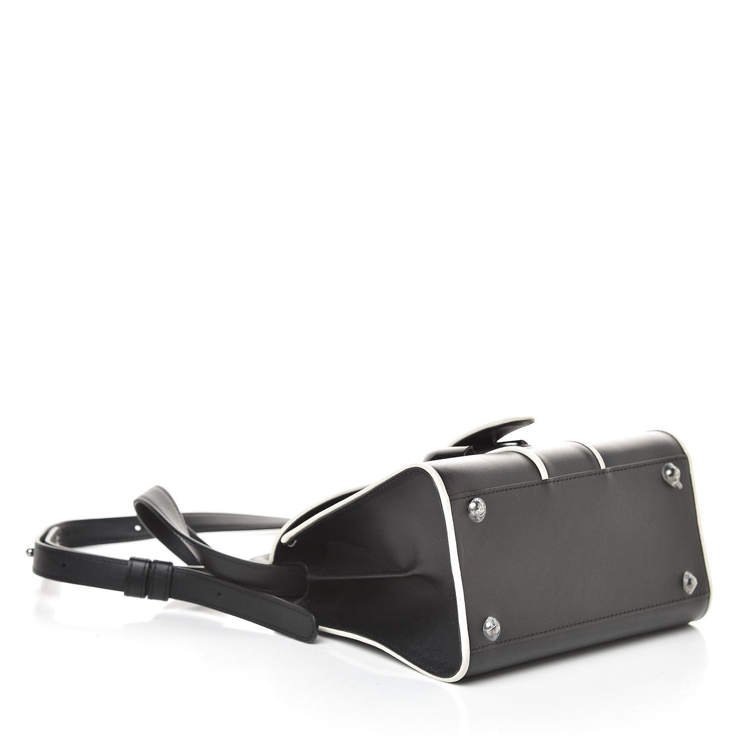 Calfskin Illusion Piped Mini Brillant Satchel Black