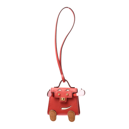 Hermes Tadelakt Chevre Mysore Kelly Quelle Idole Bag Charm Rose Sakura Sanguine Nata Sesame 1 of 4