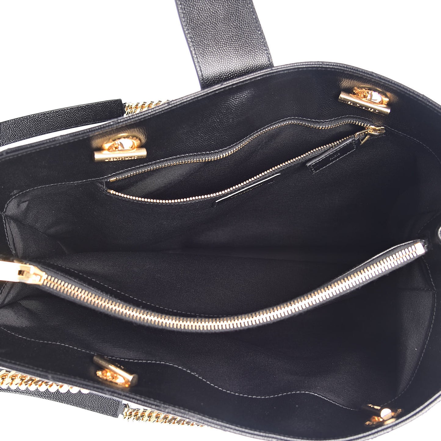Grain De Poudre Matelasse Chevron Monogram Shopping Bag Black