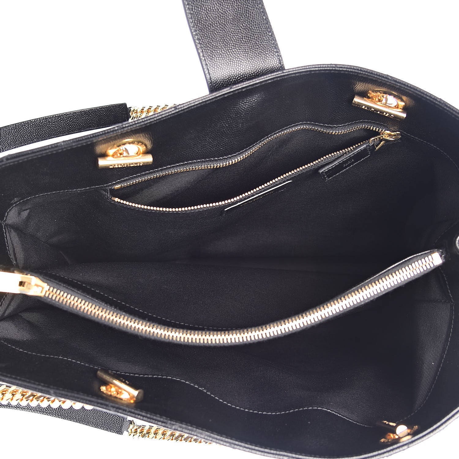 Saint Laurent Grain De Poudre Matelasse Chevron Monogram Shopping Bag Black 5 of 14