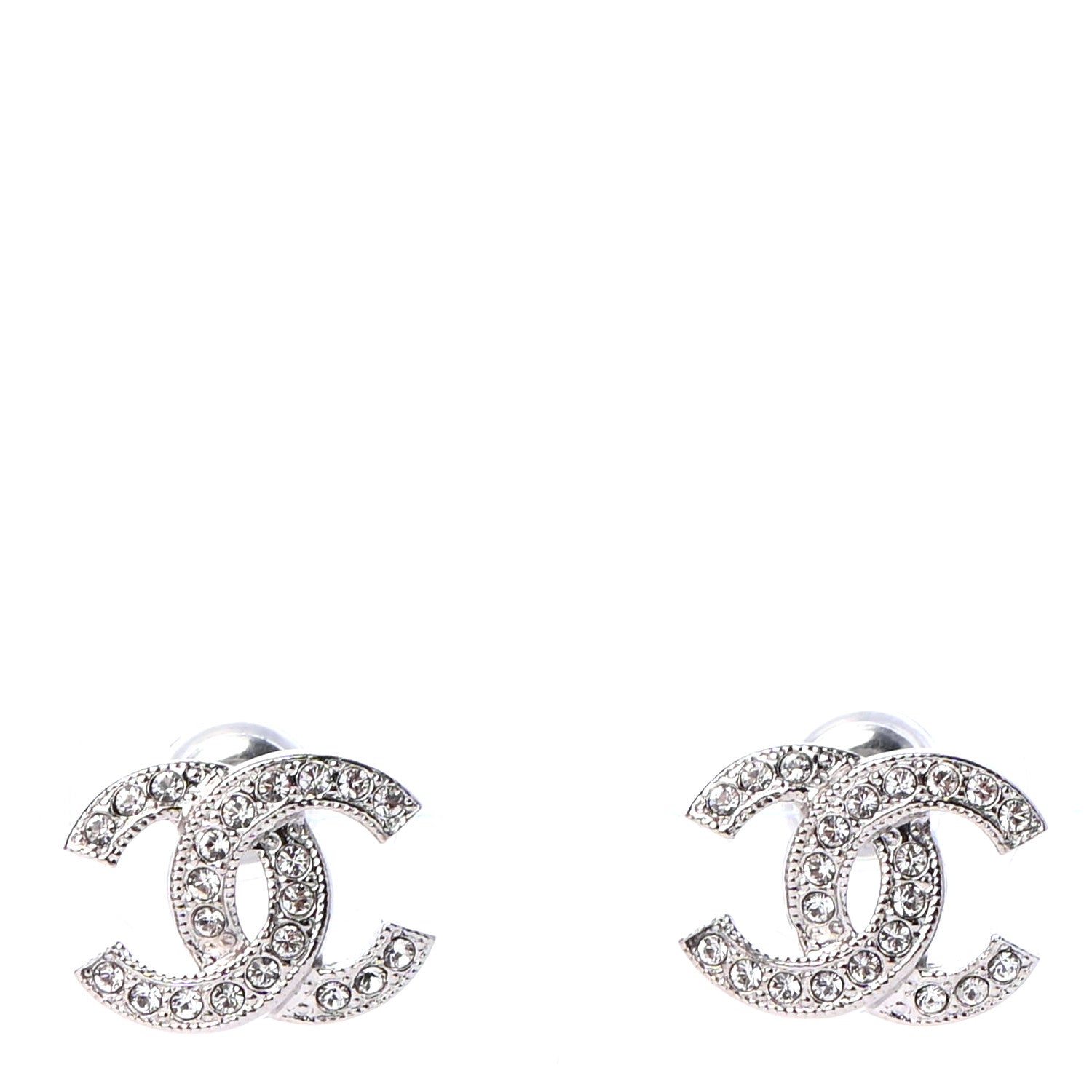 Chanel Crystal CC Earrings Silver 1 of 4