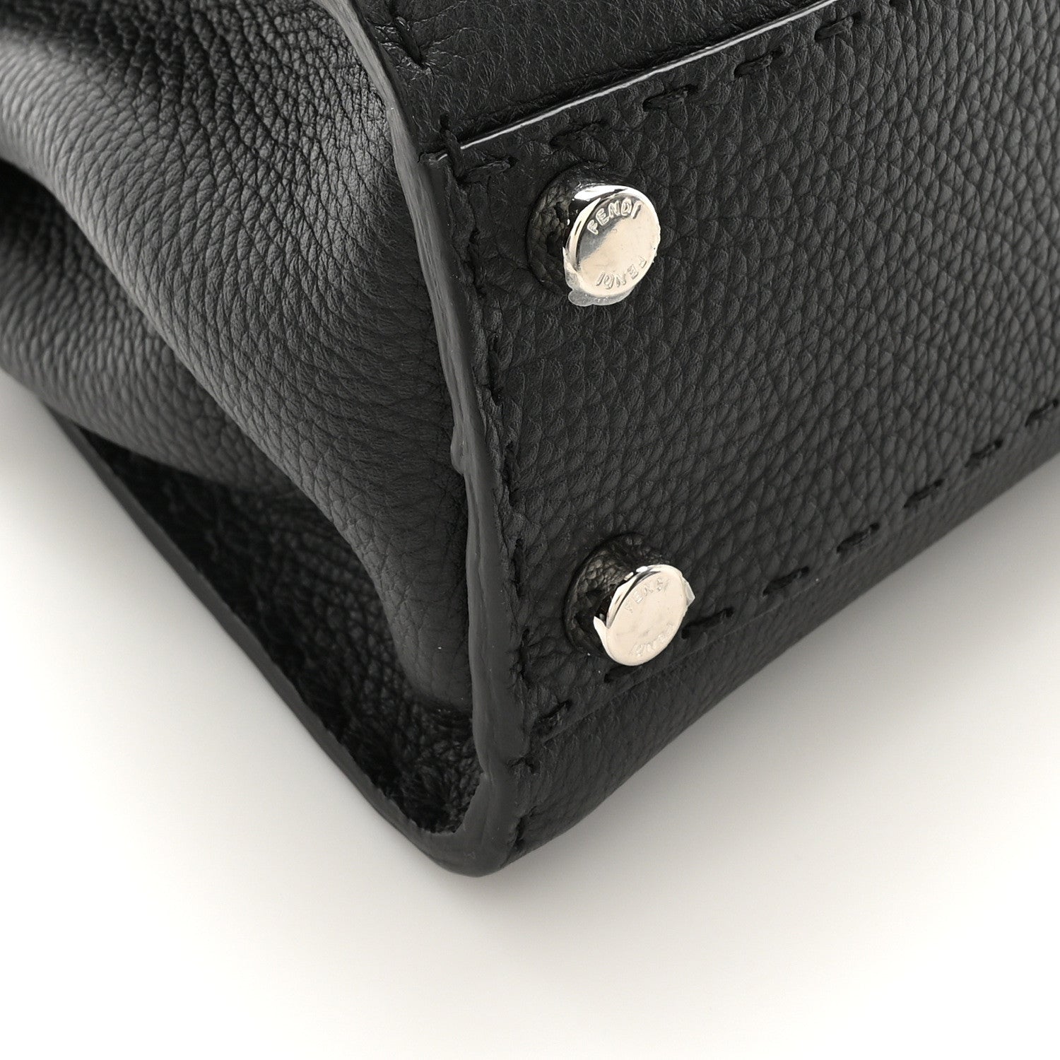 Fendi Cuoio Romano Selleria Bi-Color Mini Peekaboo Iconic Satchel Black Mou 8 of 9