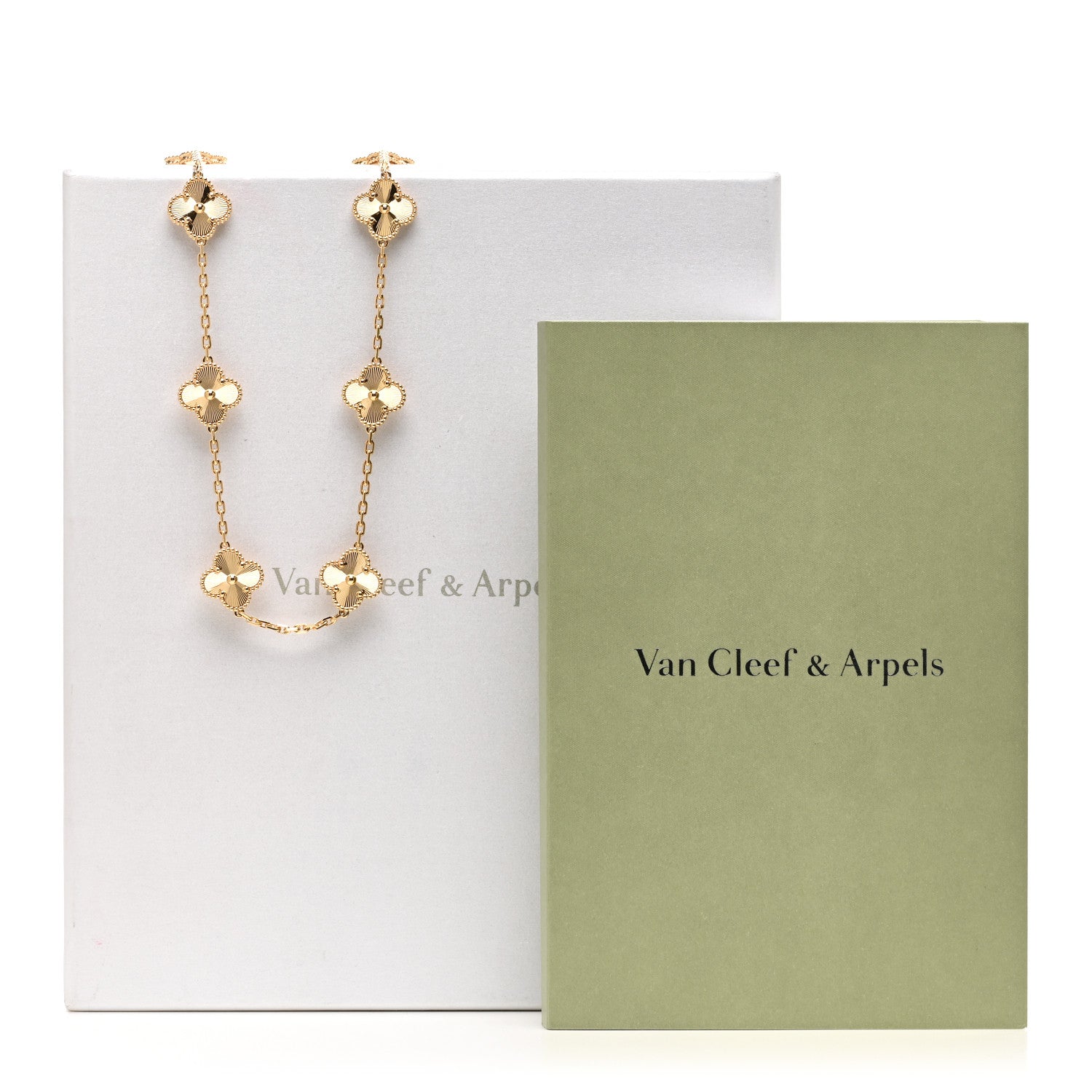 Van Cleef & Arpels 18K Yellow Gold 10 Motifs Guilloche Vintage Alhambra Necklace 6 of 6