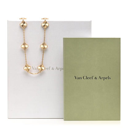 Van Cleef & Arpels 18K Yellow Gold 10 Motifs Guilloche Vintage Alhambra Necklace 6 of 6