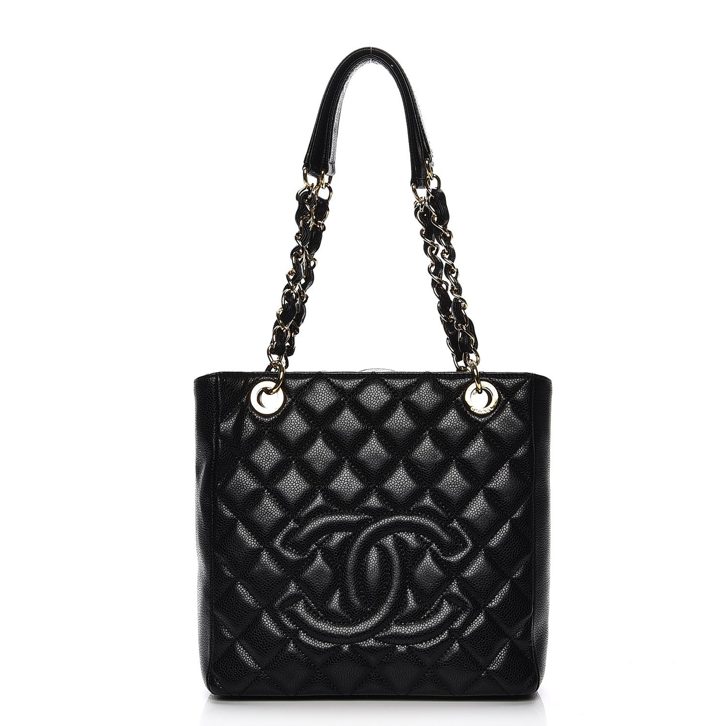 Caviar Quilted Petit Shopping Tote PST Black