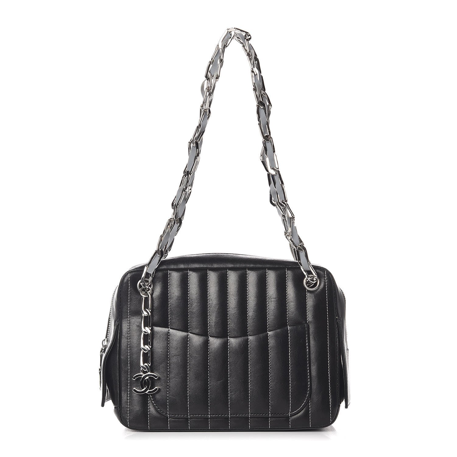 Chanel Lambskin Vertical Quilted Mademoiselle Small Camera Case Black 1 of 11