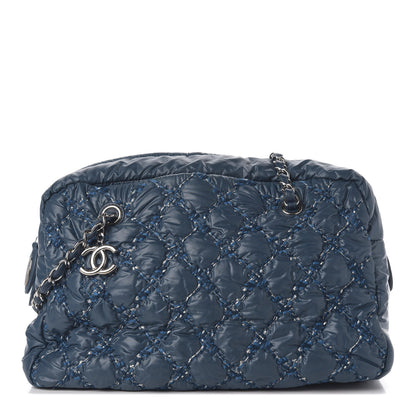 Chanel Nylon Quilted Tweed Stitch Bubble Camera Case Blue 1 of 10