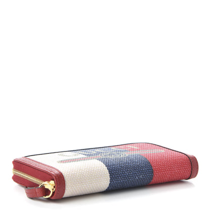 Gucci Canvas Sylvie Stripe Logo Zip Around Wallet Mystic White Hibiscus Red Maritime 4 of 10