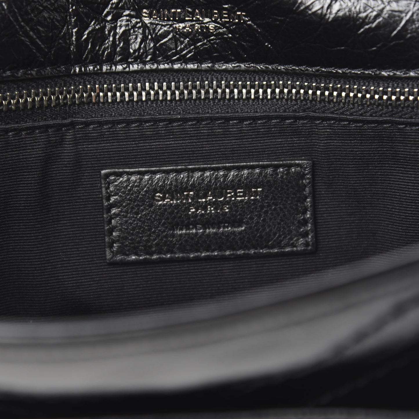 Crinkled Calfskin Matelasse Monogram Medium Niki Chain Satchel Black