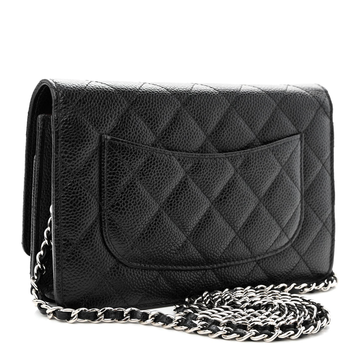 Caviar Quilted Wallet on Chain WOC Black