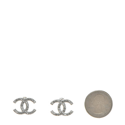 Chanel Baguette Crystal CC Earrings Silver 2 of 6