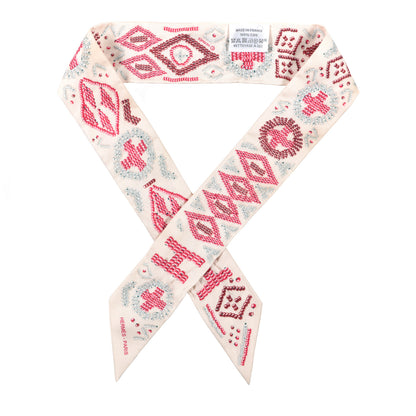 Hermes Silk Kelly En Perles Twilly Creme Framboise 1 of 3