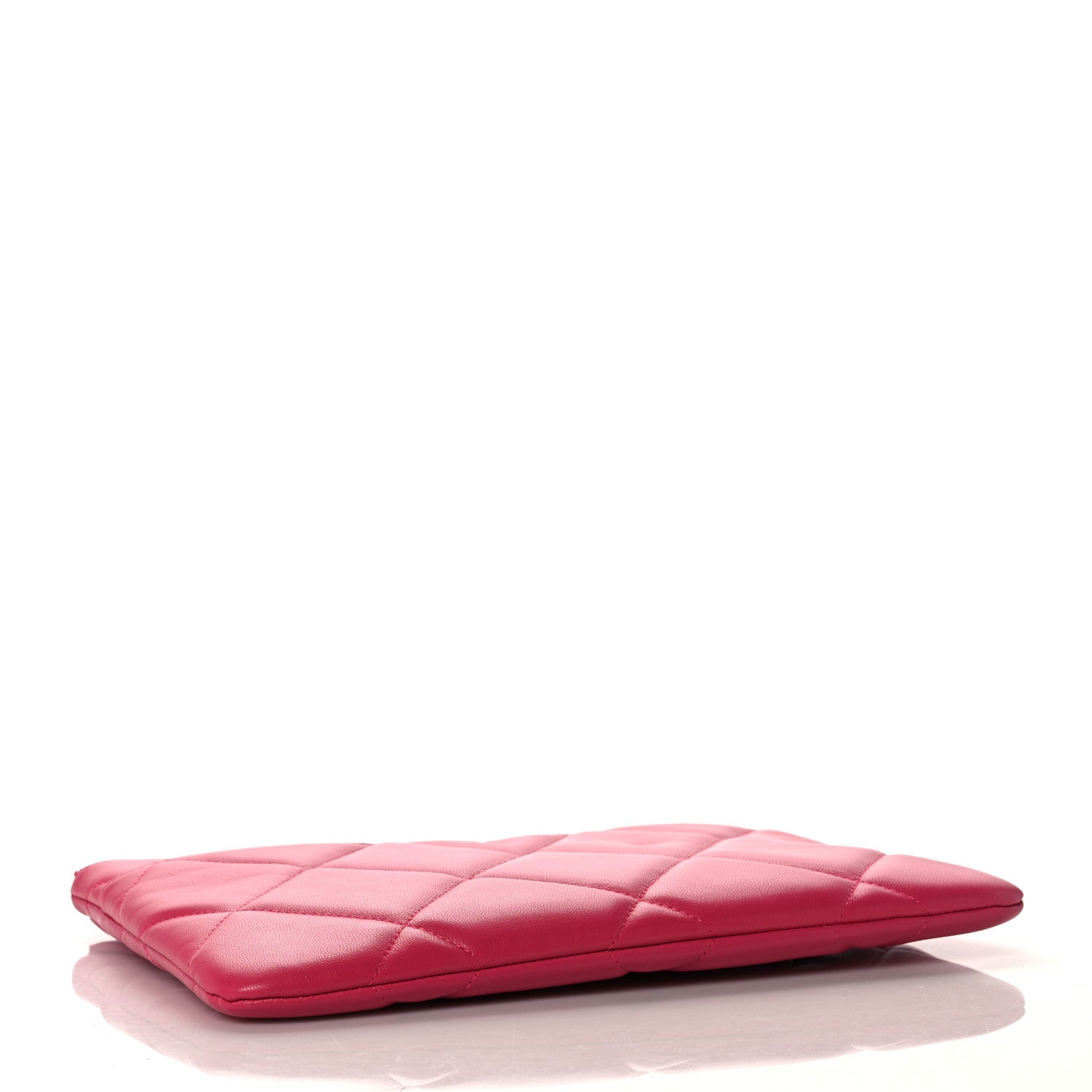 Chanel Shiny Goatskin Quilted Chanel 19 Pouch Dark Pink 4 of 11