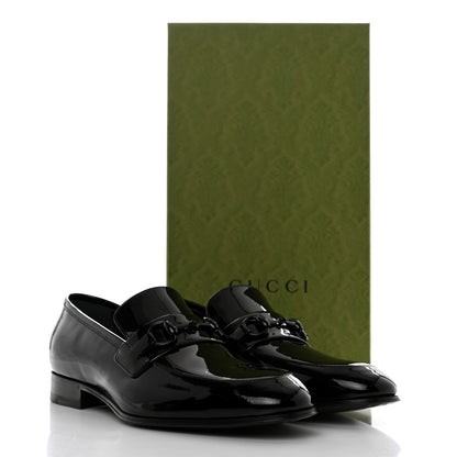 Gucci Patent Calfskin Mens Horsebit Loafers 8 Black 9 of 9