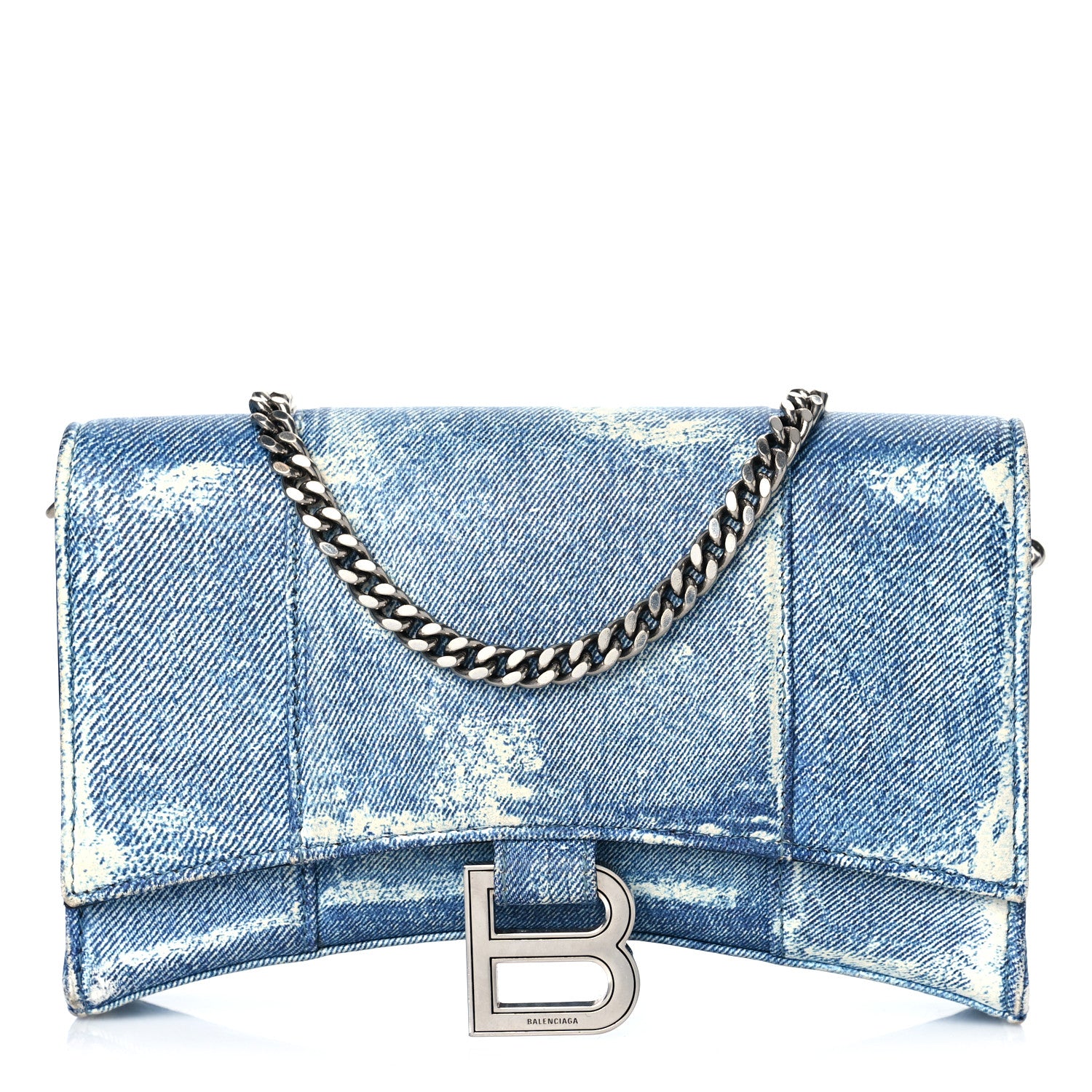 Balenciaga Nappa Denim Printed Hourglass Chain Bag Denim Blue 1 of 11