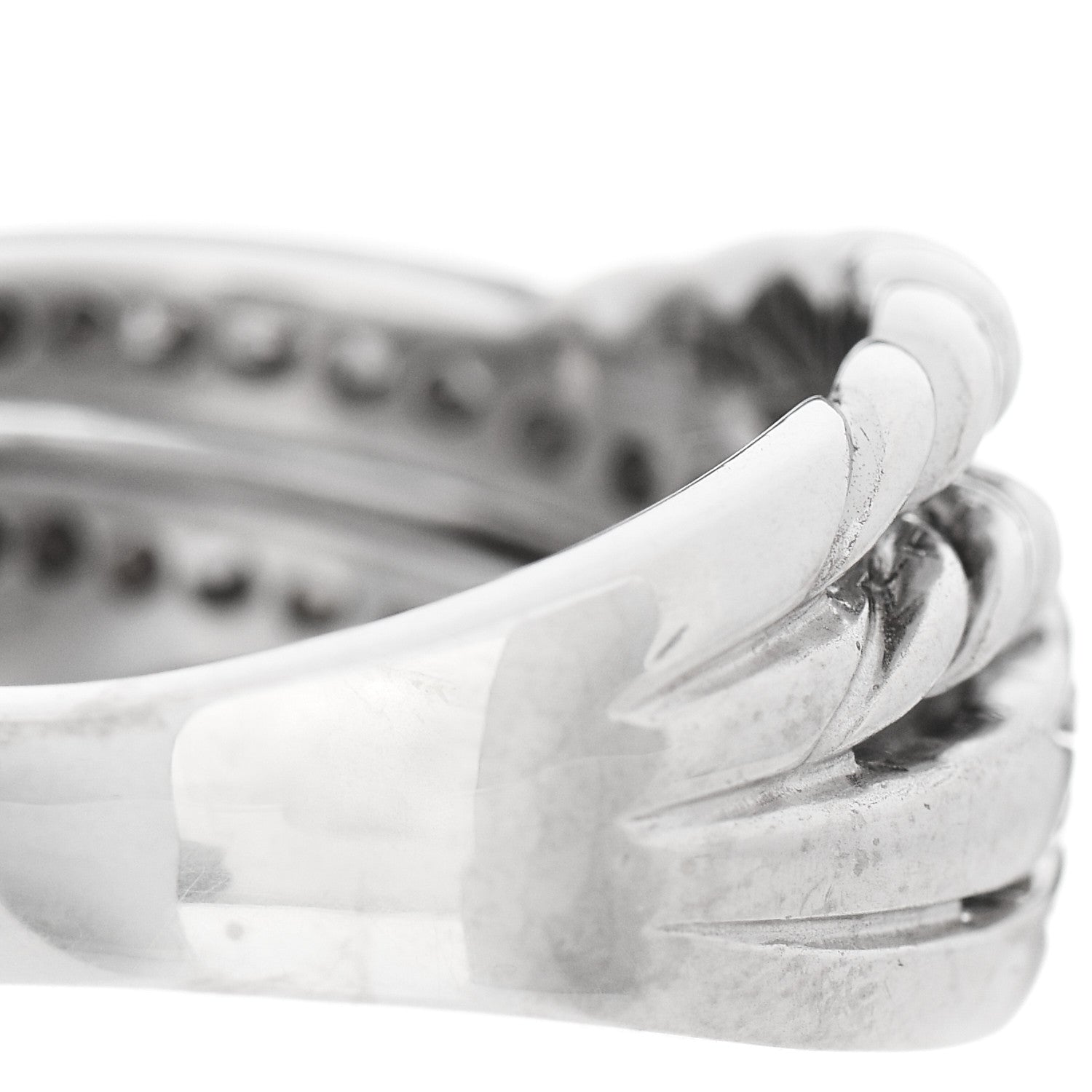 David Yurman Sterling Silver Diamond 11mm Crossover Ring 54 7 6 of 6