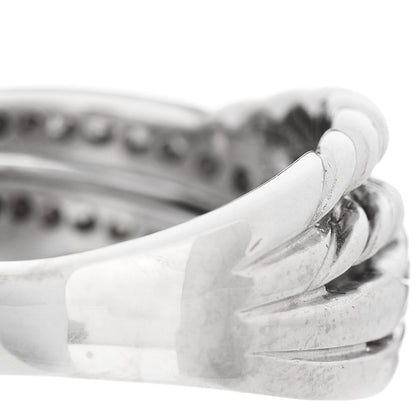 David Yurman Sterling Silver Diamond 11mm Crossover Ring 54 7 6 of 6