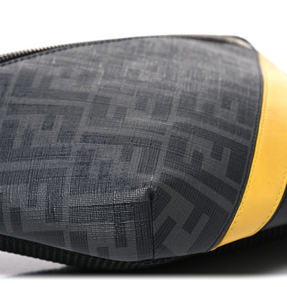 Fendi Glazed Fabric Vitello Liberty Century Logo FF 1974 Diagonal Belt Bag Black Sunflower 8 of 9
