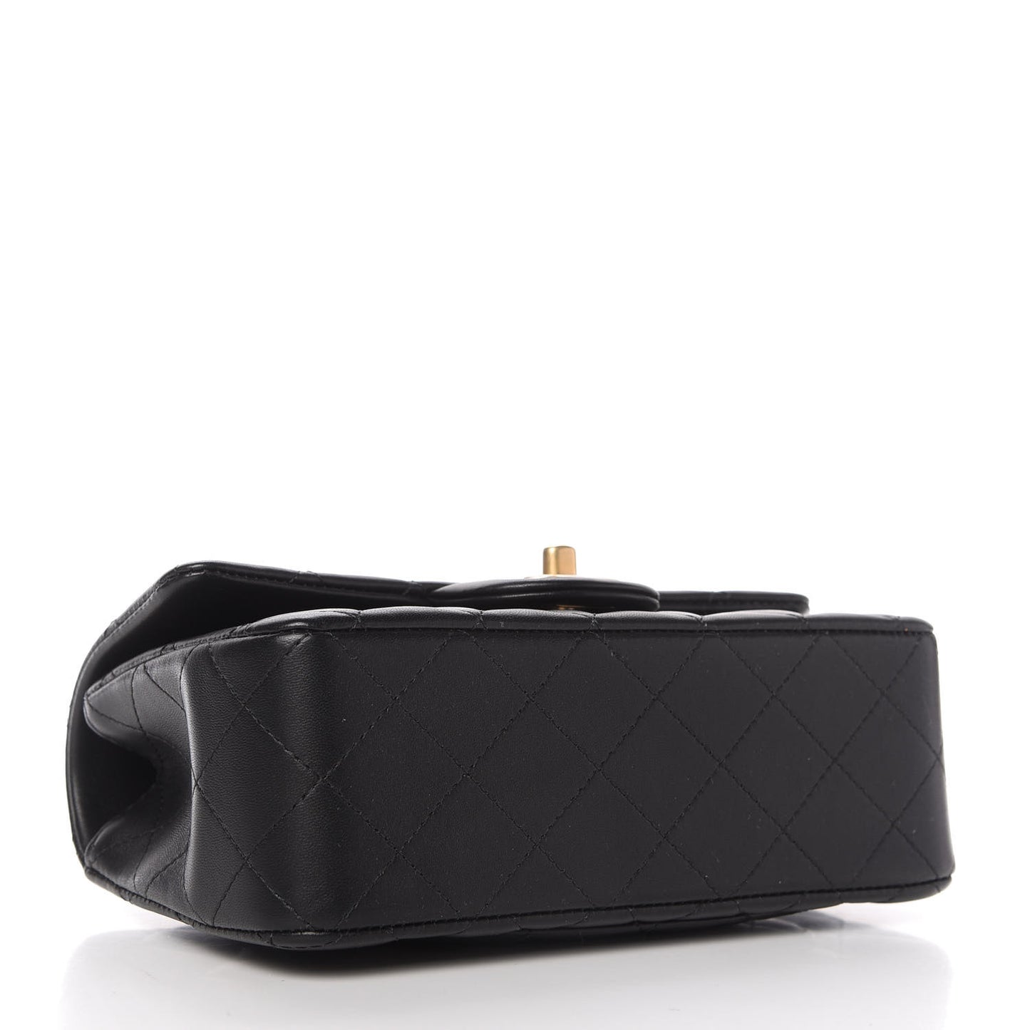 Lambskin Quilted Mini Top Handle Rectangular Flap Black