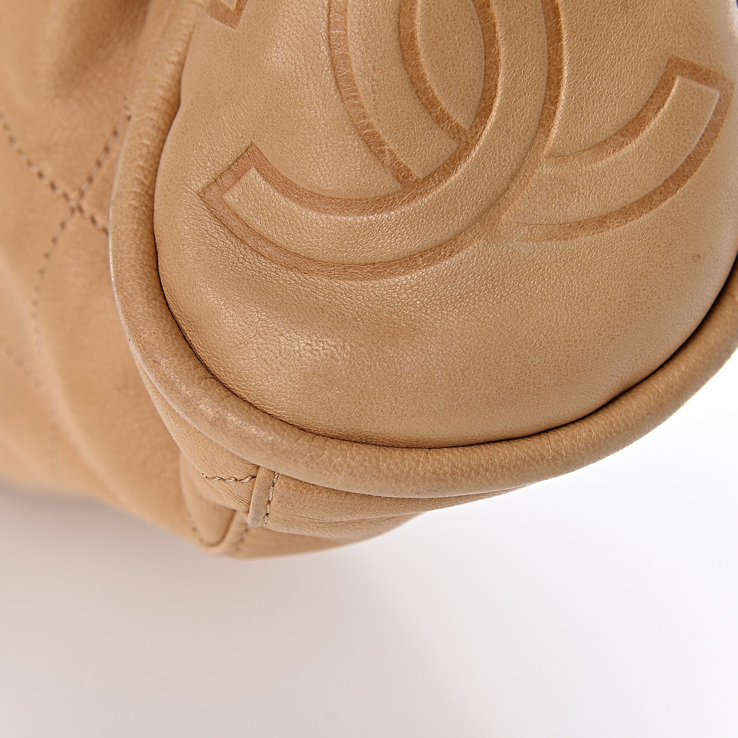 Lambskin Stitched Medium Ultimate Soft Tote Beige